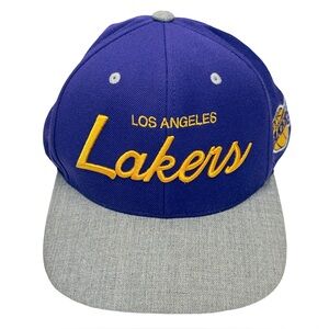 Mitchell & Ness Los Angeles Lakers Team Script Snapback Hat/Cap - Purple/Gray